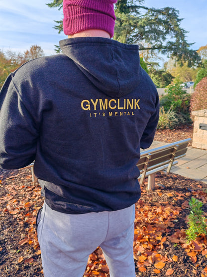 GymClink Heavyweight Black Hoodie | Gold Embroidered Gym Hoodie