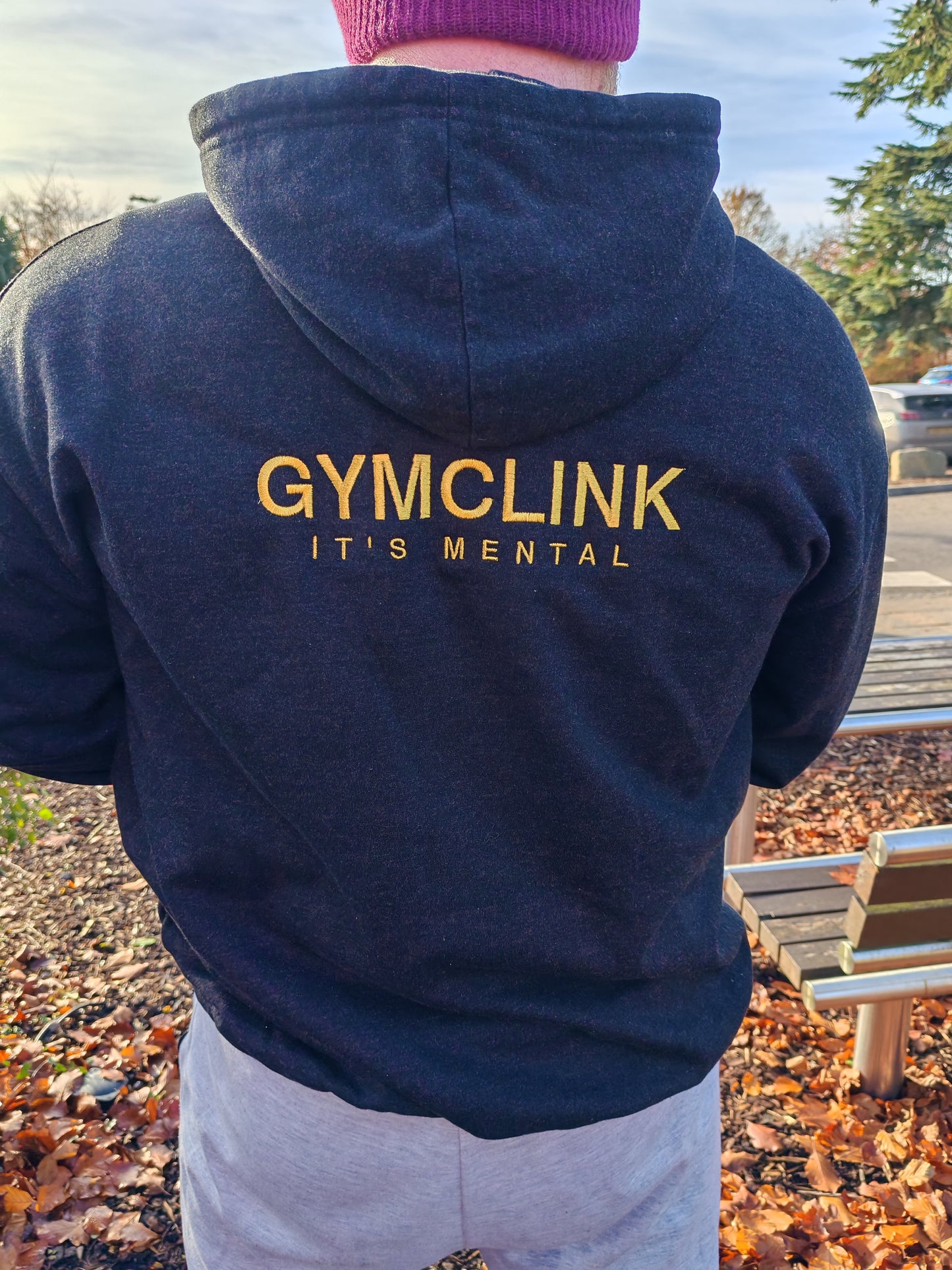 GymClink Heavyweight Black Hoodie | Gold Embroidered Gym Hoodie