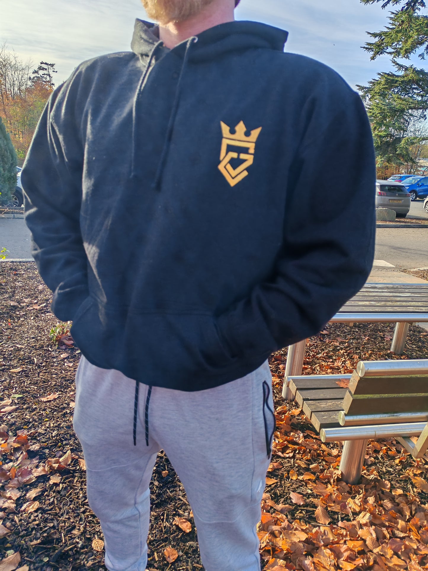GymClink Heavyweight Black Hoodie | Gold Embroidered Gym Hoodie