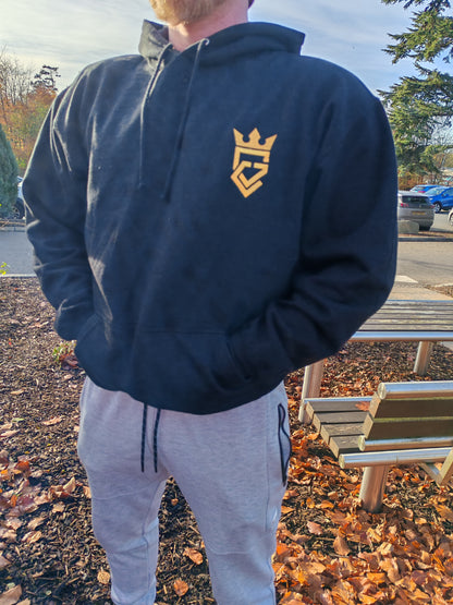 GymClink Heavyweight Black Hoodie | Gold Embroidered Gym Hoodie