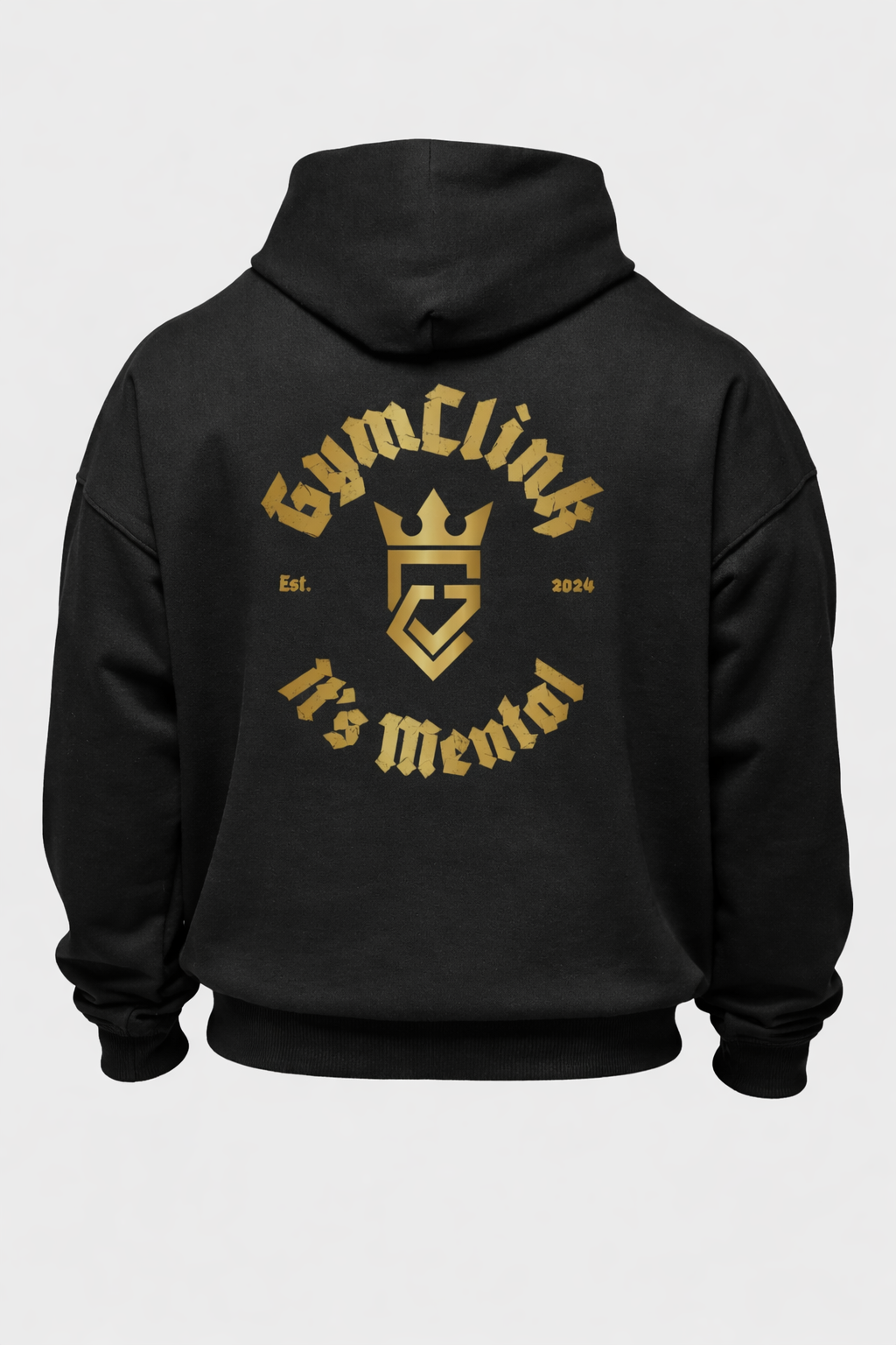 GymClink black and gold Gothic style hoodie