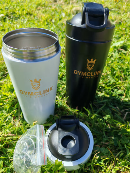 750ml Steel GymClink Shaker – Leak-Proof Protein Bottle | Black & White | Durable & BPA-Free