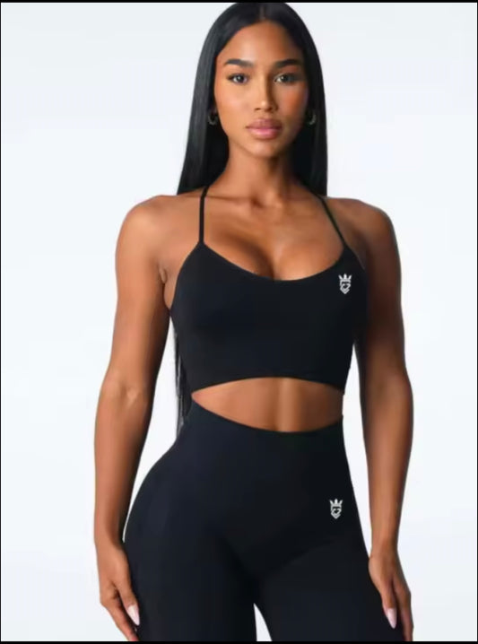 GymClink black Leggings and Bra set