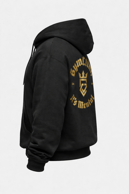 GymClink black and gold Gothic style hoodie
