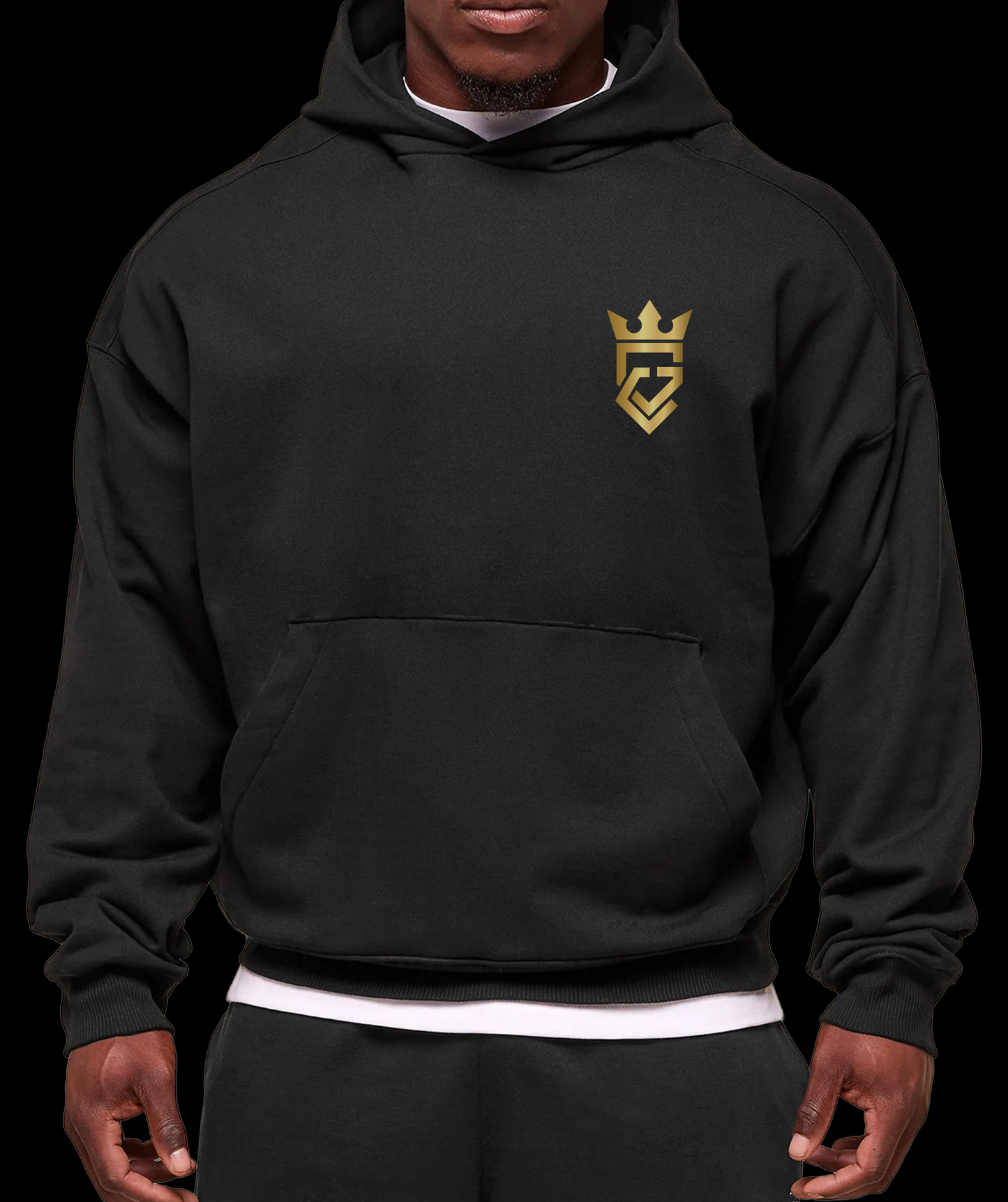 GymClink black and gold Gothic style hoodie